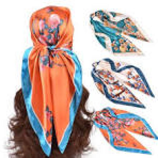 Silk Scarf with Geometric Print (Digital)